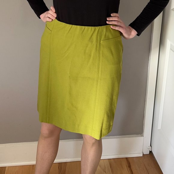 J. Jill Chartreuse Bright Green Pencil Skirt - Picture 1 of 12